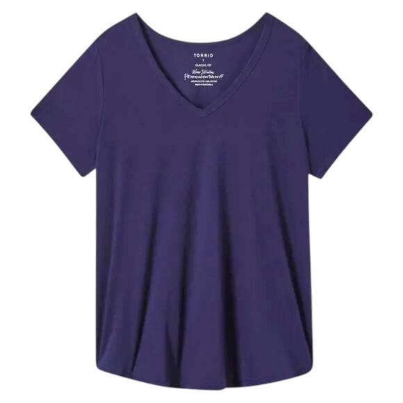 Torrid Women's Plus Size Girlfriend Signature Jersey V-Neck Tee Navy Blue - Sz 0 - Picture 1 of 7